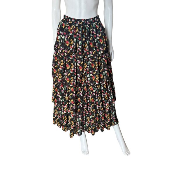 Tensione In Floral Ruffle Tiered Maxi Skirt Small - Picture 1 of 4